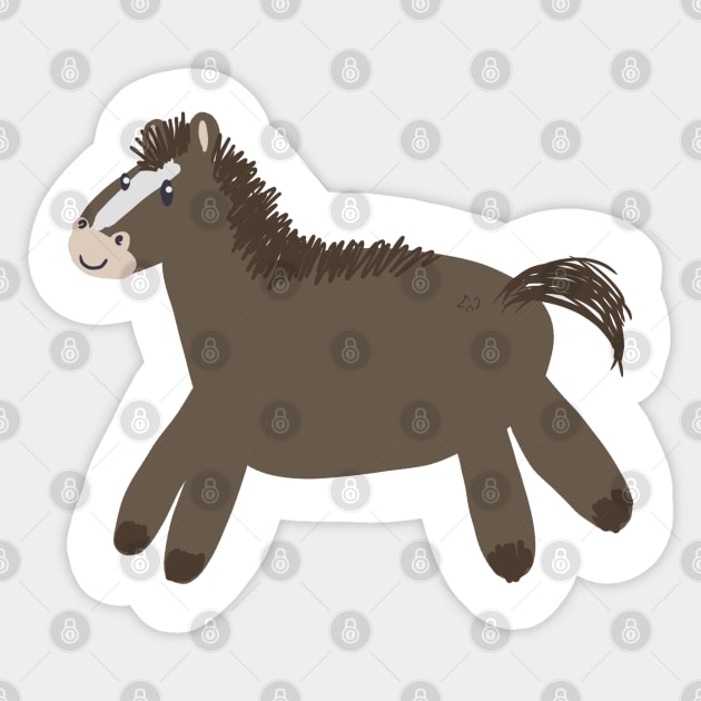 Horse drawn badly- brown Sticker by Xetalo